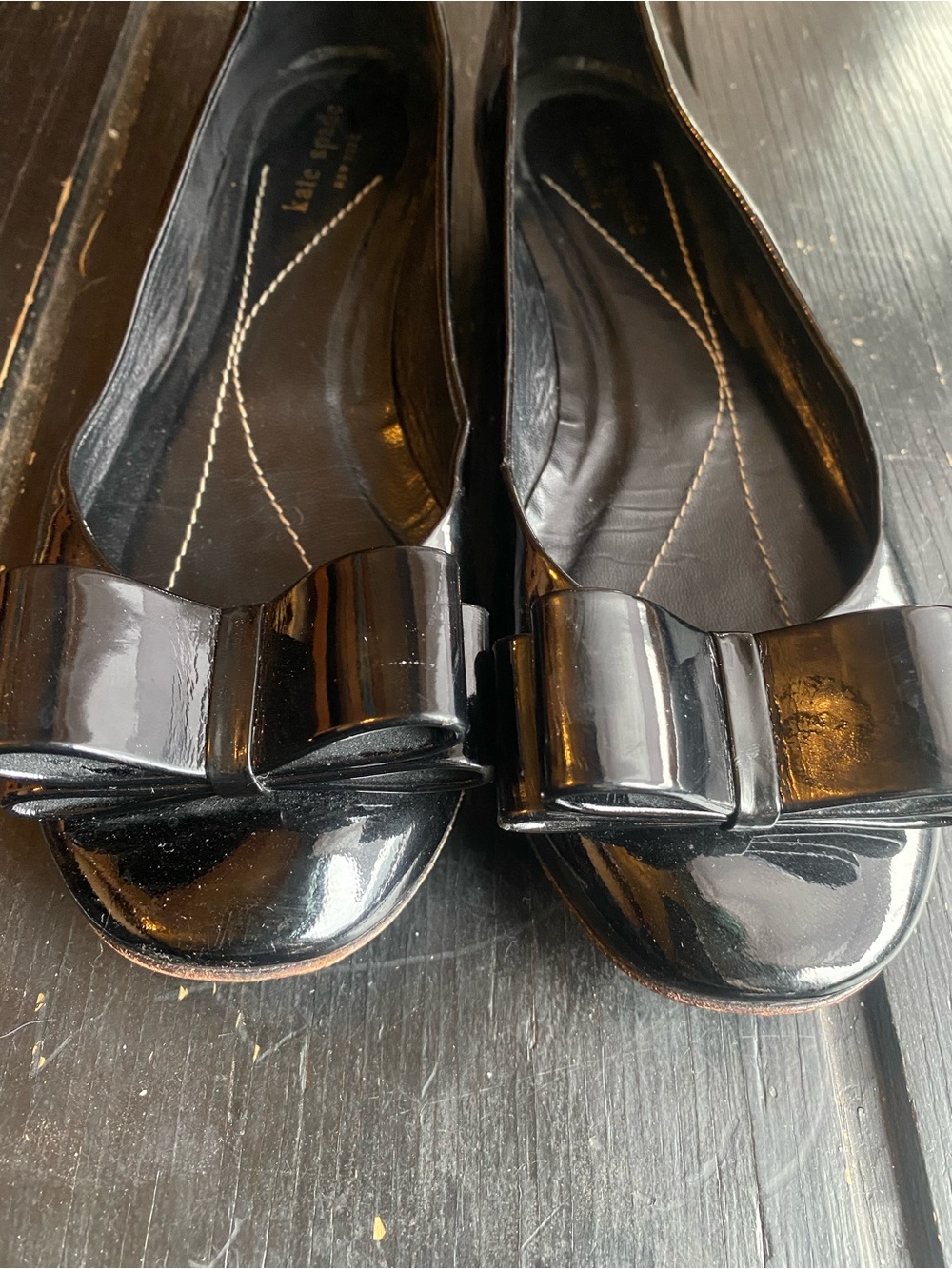 kate spade Black Patent Leather Bow Flats - Picture 7 of 8